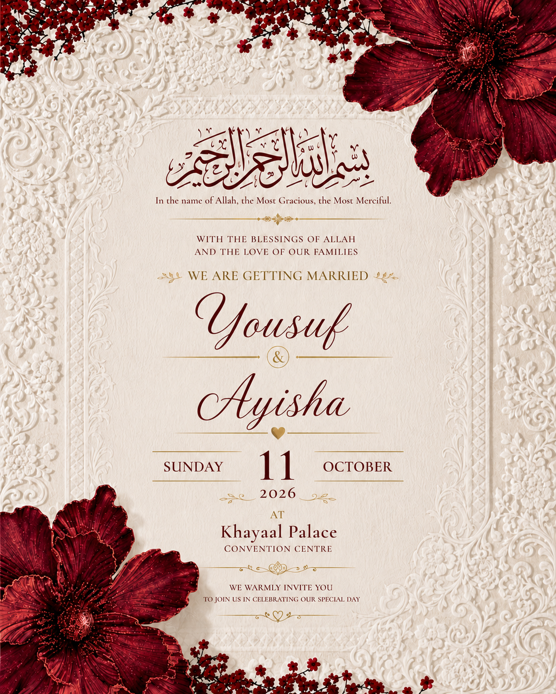 Yousuf & Ayisha Wedding Invitation Card